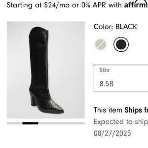 SCHUTZ Croc-Embossed Black Over the Knee Boots